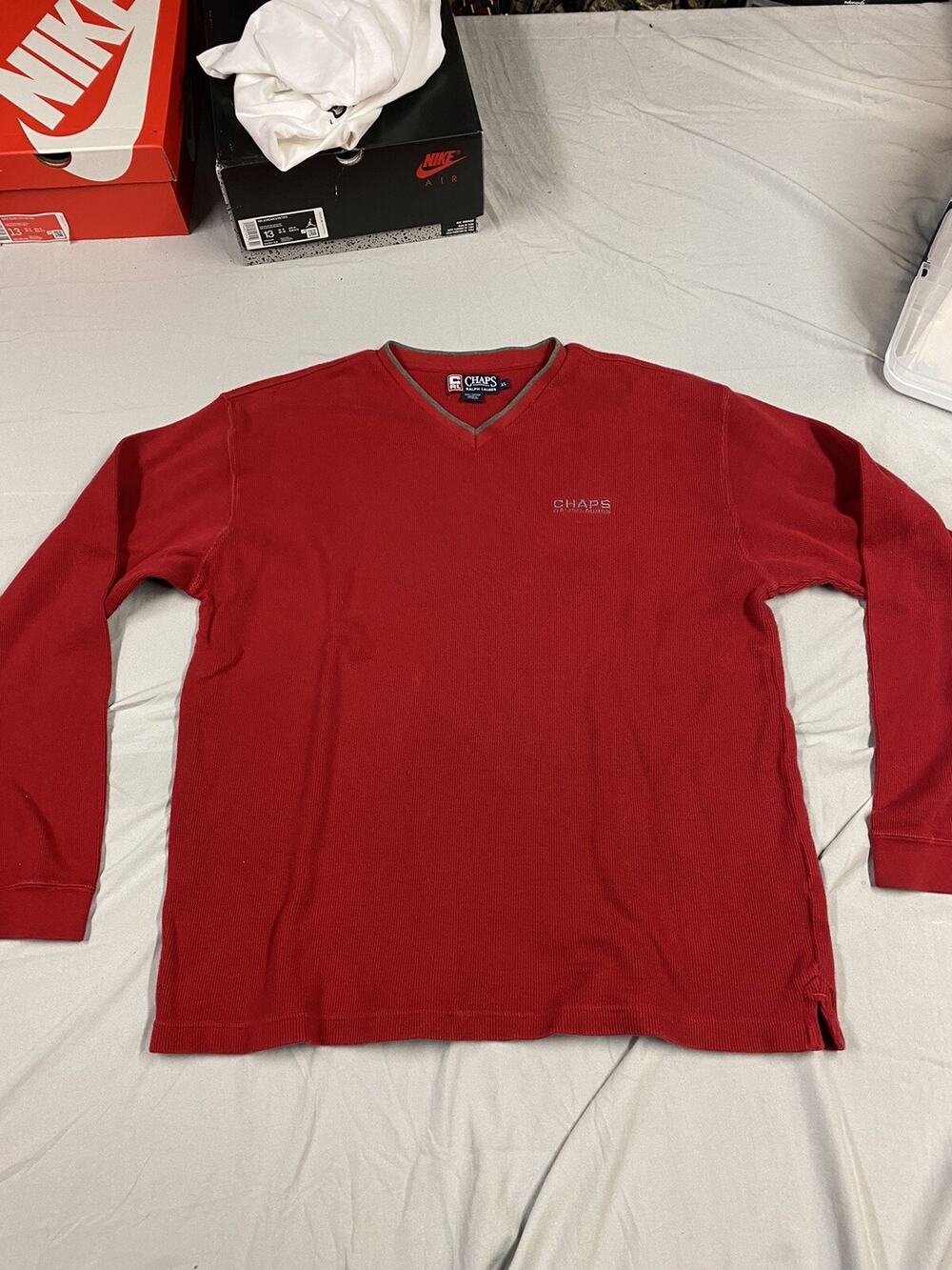Vintage 90s Chaps Ralph Lauren Long Sleeve T-Shirt XL Red Logo